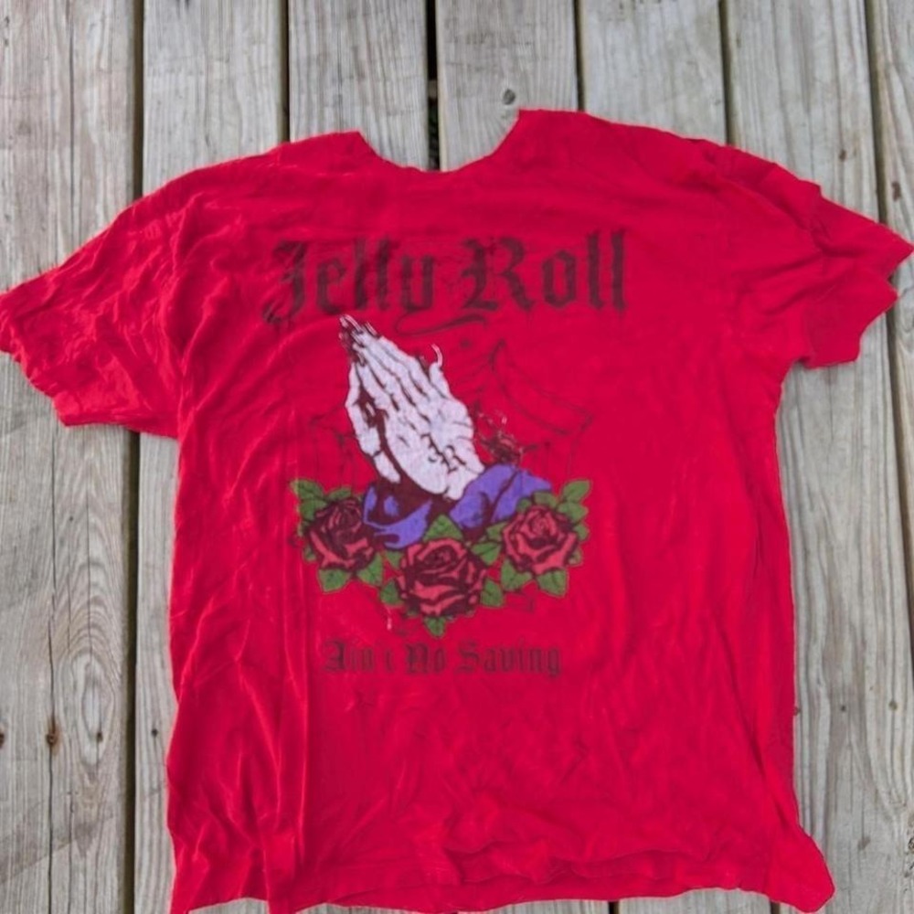 Jelly Roll Aint No Saving Red Graphic T-Shirt Mens 2XL Short Sleeve Music Tee